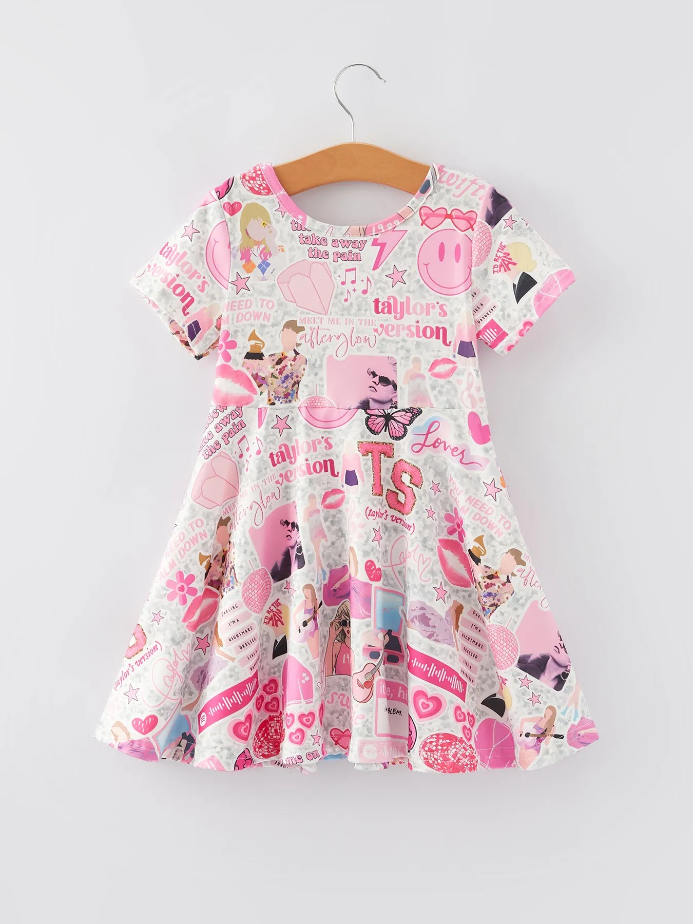 PREORDER  Ship on 4th Dec Ts Twirly  Print Girls Milk Silk Dress