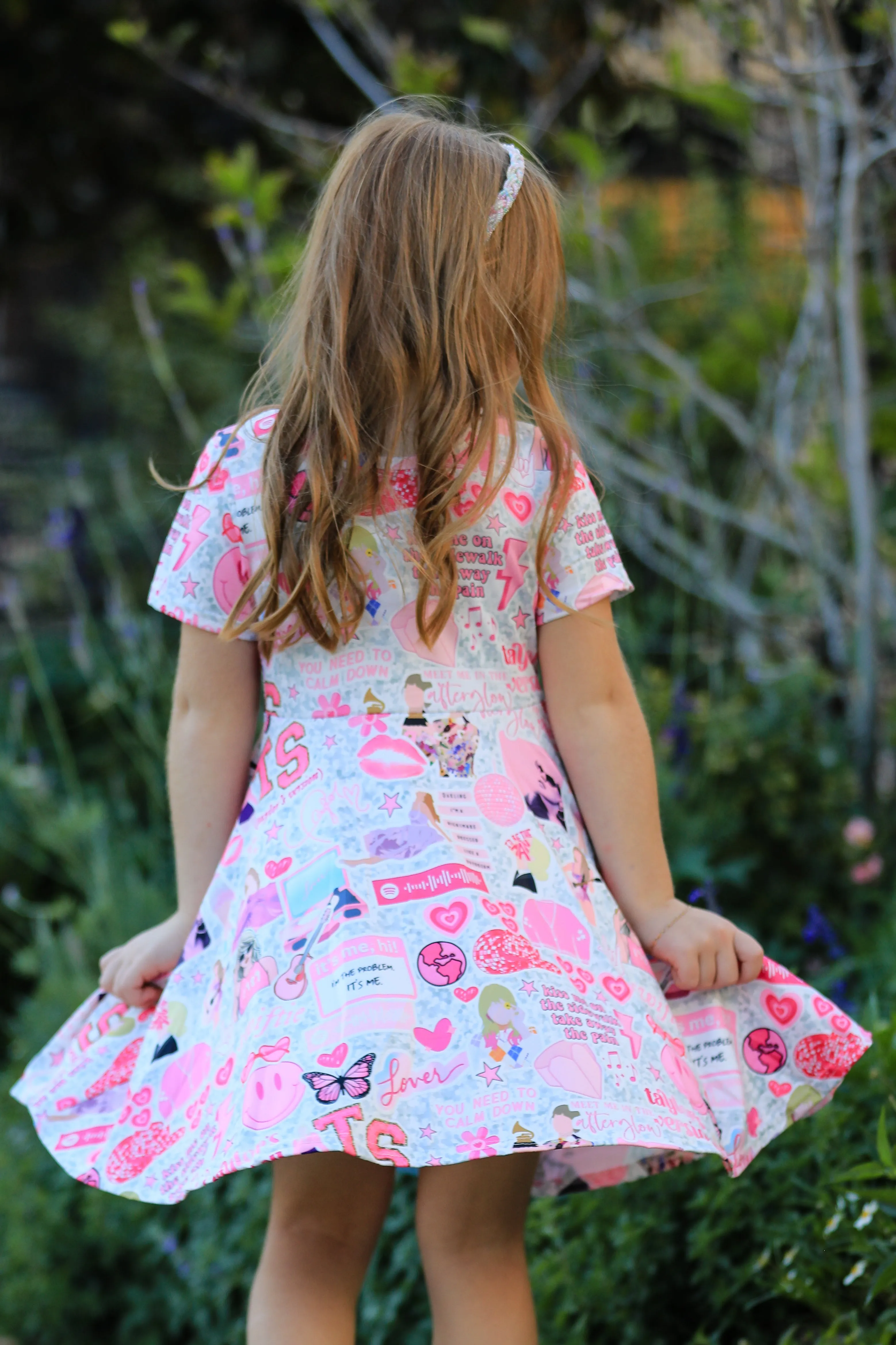 PREORDER  Ship on 4th Dec Ts Twirly  Print Girls Milk Silk Dress