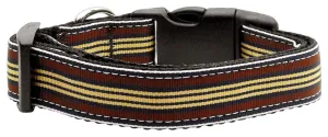 Preppy Stripes Nylon Ribbon Collars Brown-Khaki Sm