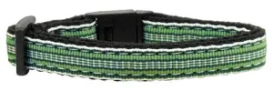 Preppy Stripes Nylon Ribbon Collars Green-White Cat Safety