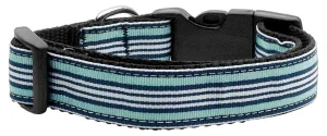 Preppy Stripes Nylon Ribbon Collars Light Blue-White Large