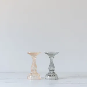 Pressed Glass Pillar Candle Holder