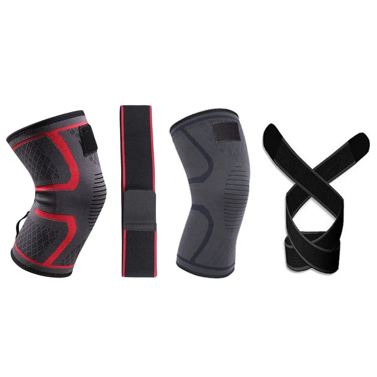 Pressurized Tape Knit Sports Knee Pad, Specification: L (Black)