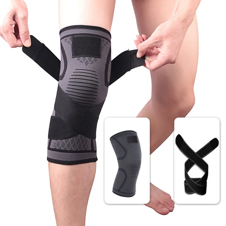 Pressurized Tape Knit Sports Knee Pad, Specification: L (Black)