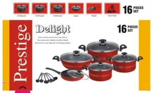 Prestige 16 Pcs Cookware Set Black