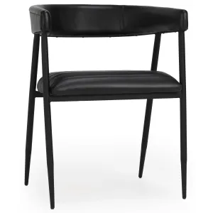 Preston Leather Dining Chair, Jet Black, Set of 2