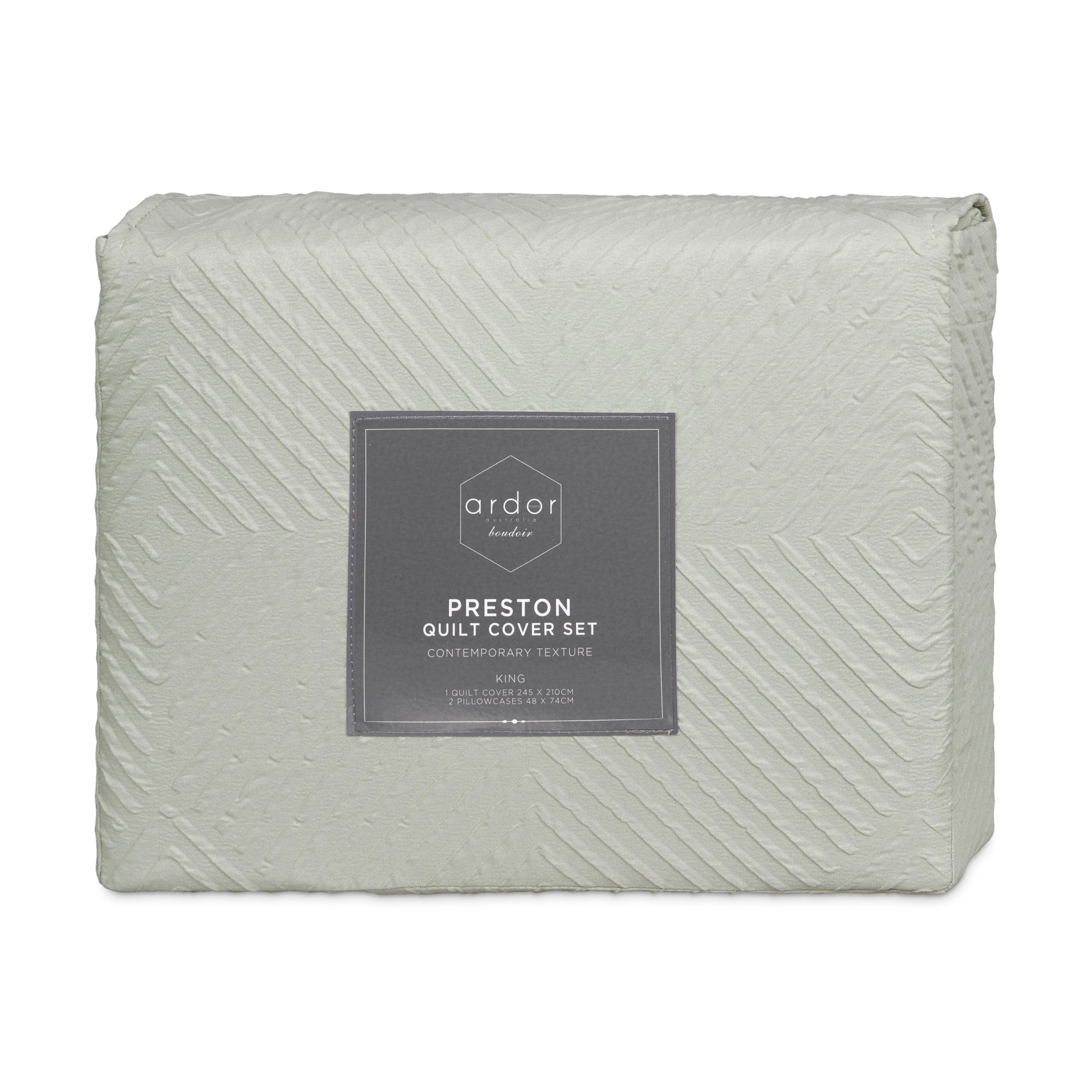 Preston Pale Green Embossed Quilt Cover Set by Ardor