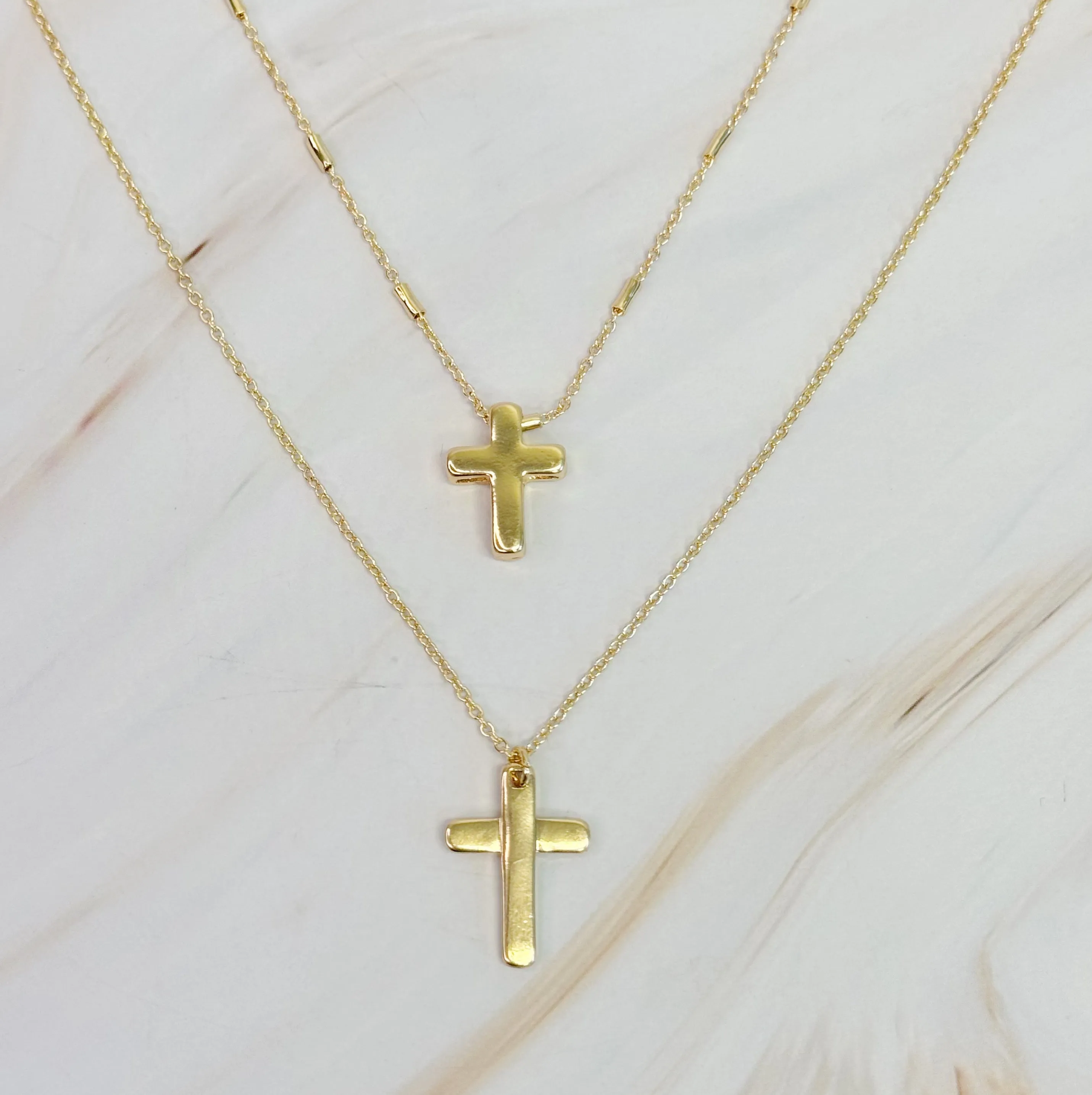 Pretty Chain Cross Necklace Set Of 2