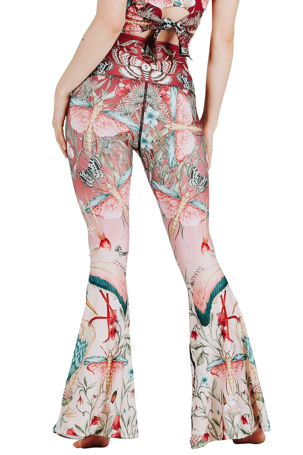 Pretty In Pink Printed Bell Bottoms by Yoga Democracy