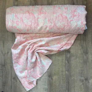 Pretty Pink Peonies Polyester Brocade Fabric