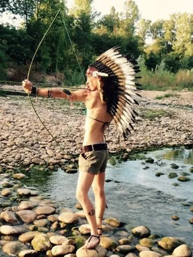 PRICE REDUCED N72- Medium White and Black Feather Headdress