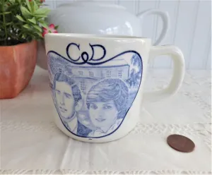 Prince Charles Princess Diana Royal Wedding Blue Transferware Mug Adams 1981