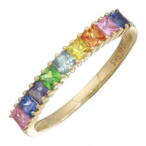 Princess Cut Rainbow Sapphire Ring