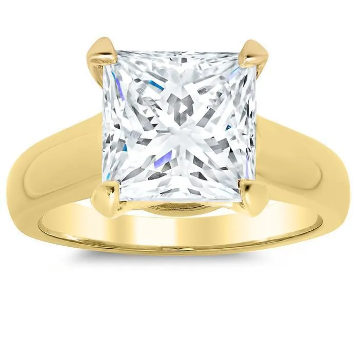 Princess Cut Trellis Solitaire Ring 3.5mm Wide