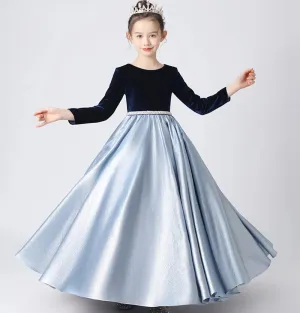 Princess Flower Girls Long Sleeve Dress Pageant Gown