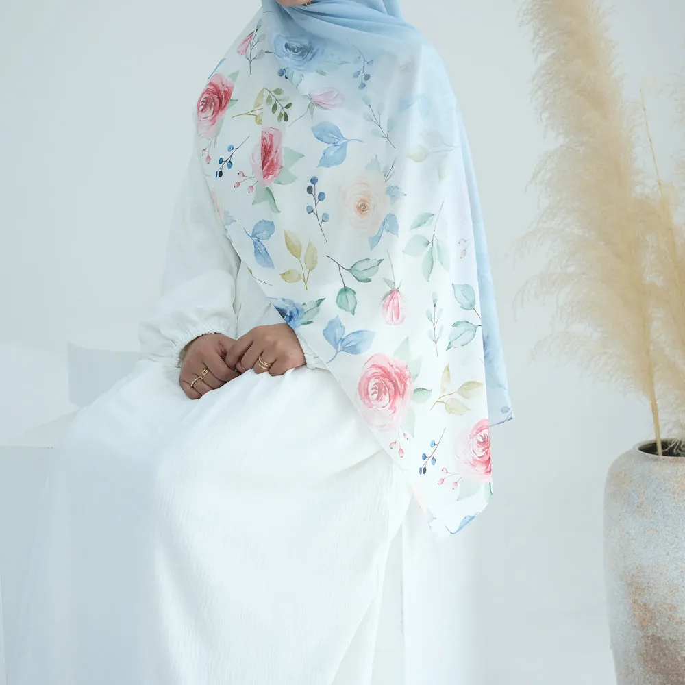 Princess Ombre Floral scarf rectangular hijab in chiffon premium quality