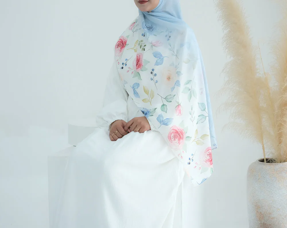 Princess Ombre Floral scarf rectangular hijab in chiffon premium quality