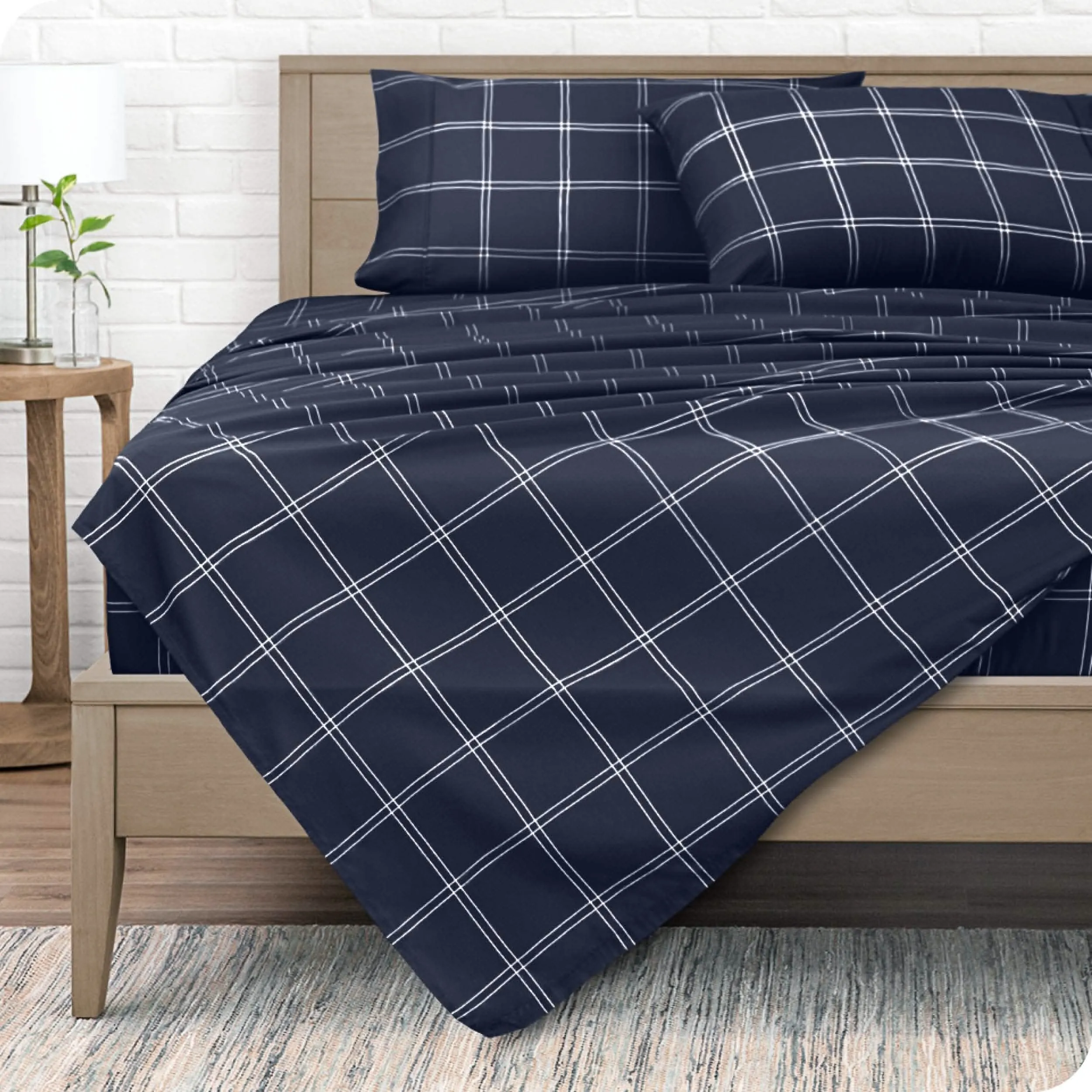 Print Microfiber Hydro-Brushed Sheet Set - Full