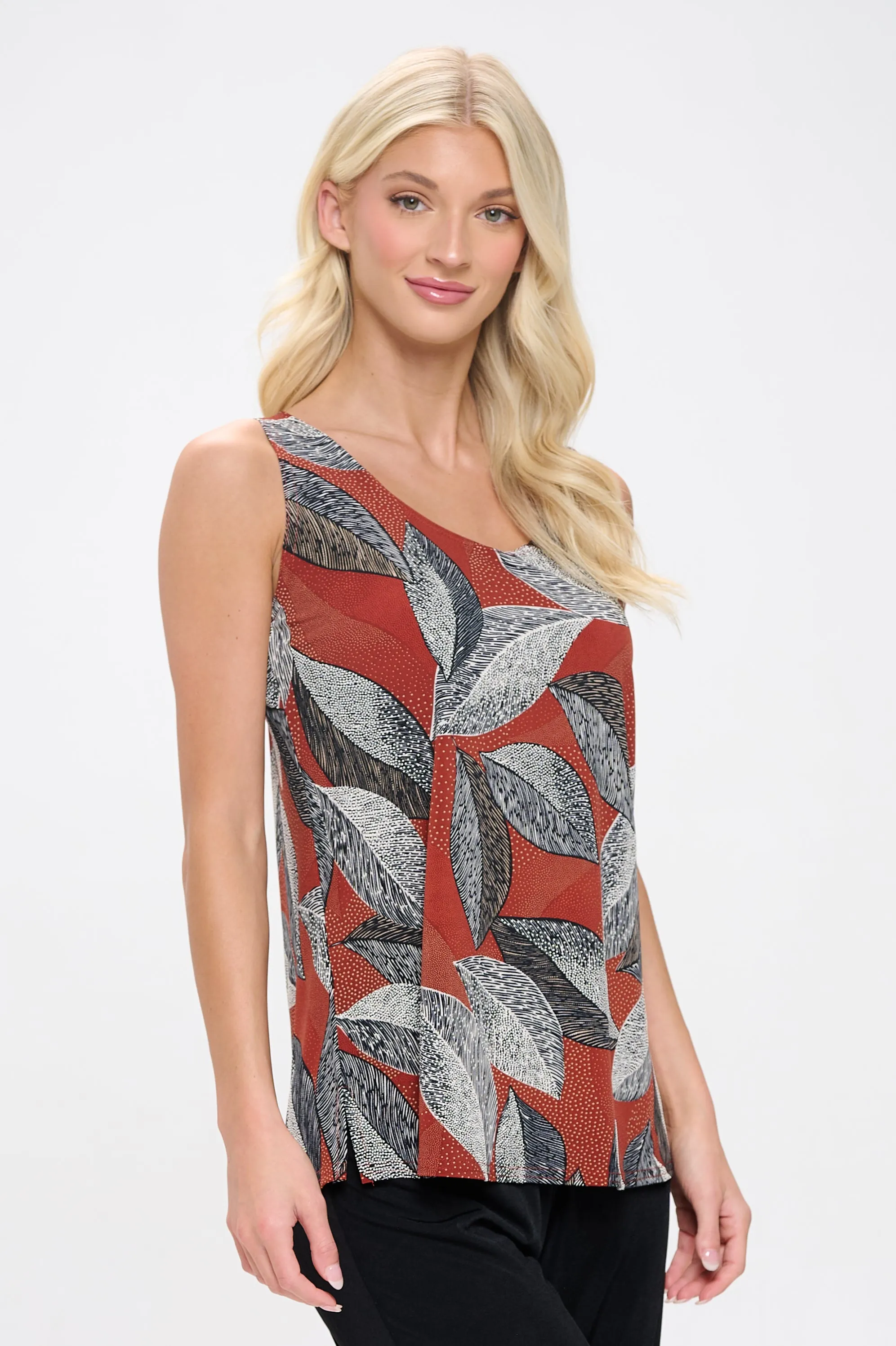 Print Sleeveless Tank Top-2060HT-TRP1-W447