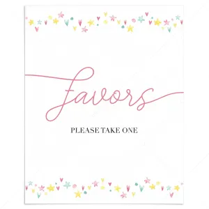 Printable Favors Sign for Pink Party