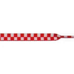 Printed 9/16" Flat Laces - Large White/Red Checked (1 Pair Pack) Shoelaces