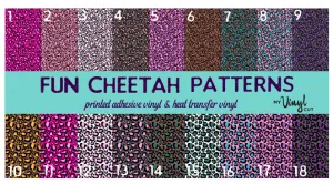 Printed Adhesive Vinyl FUN CHEETAH Pattern Vinyl 12 x 12 inch sheets