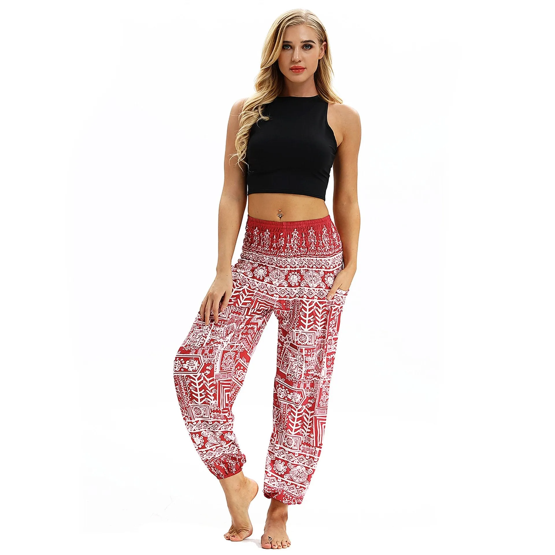 Printed belly dance pants women loose casual yoga pants