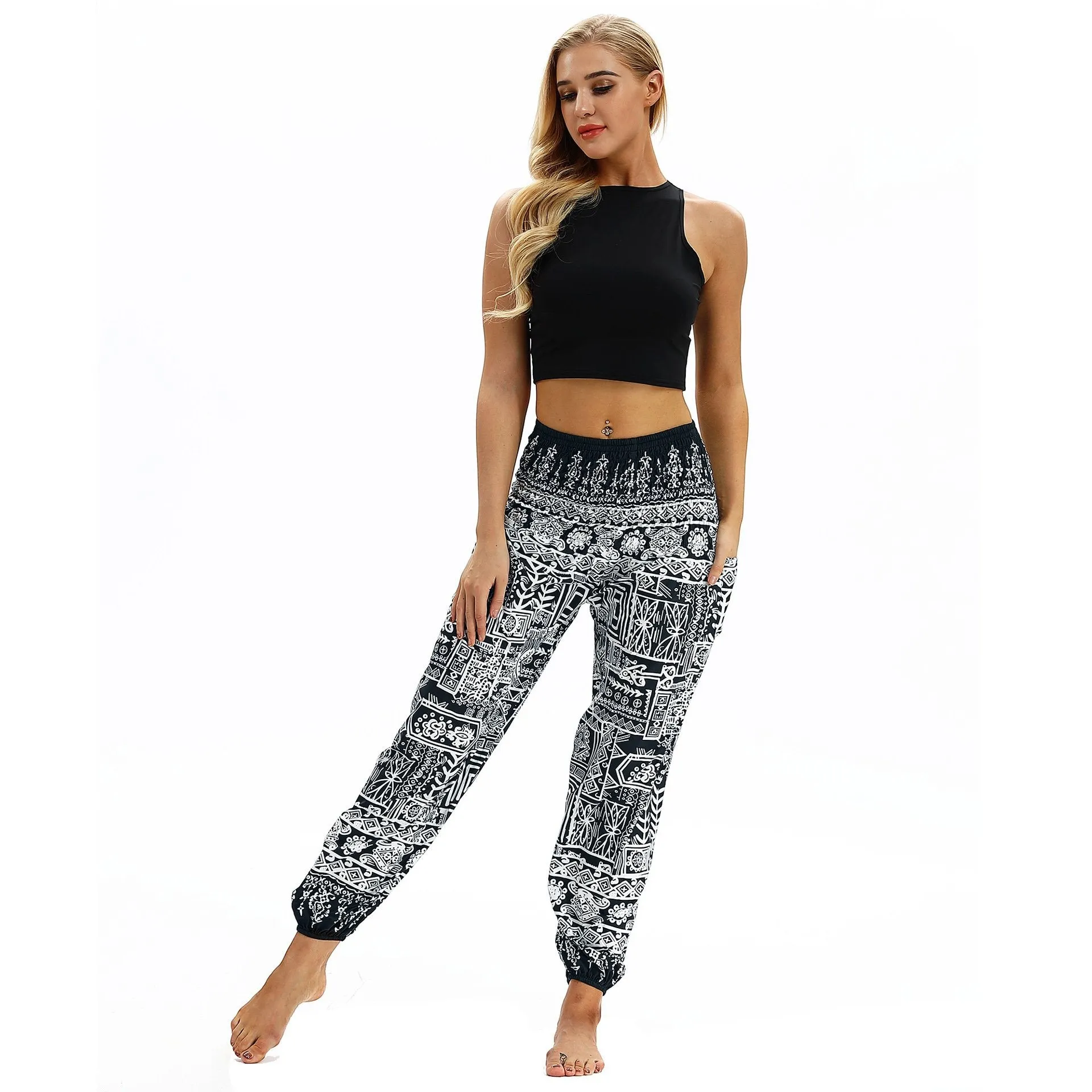 Printed belly dance pants women loose casual yoga pants