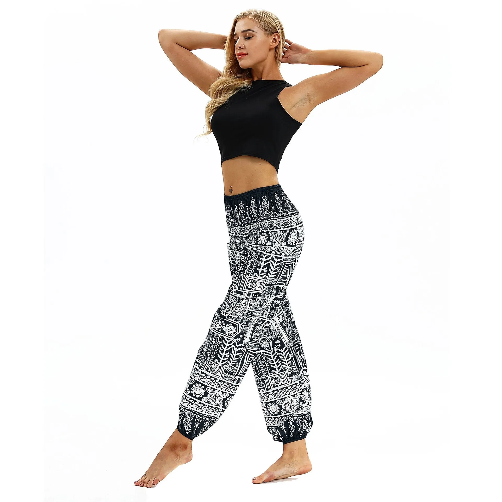 Printed belly dance pants women loose casual yoga pants