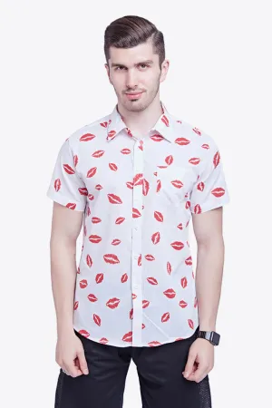 Printed Button-Down Collared Beach Shirt