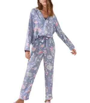 Printed Classic Long Pajamas Set Blue