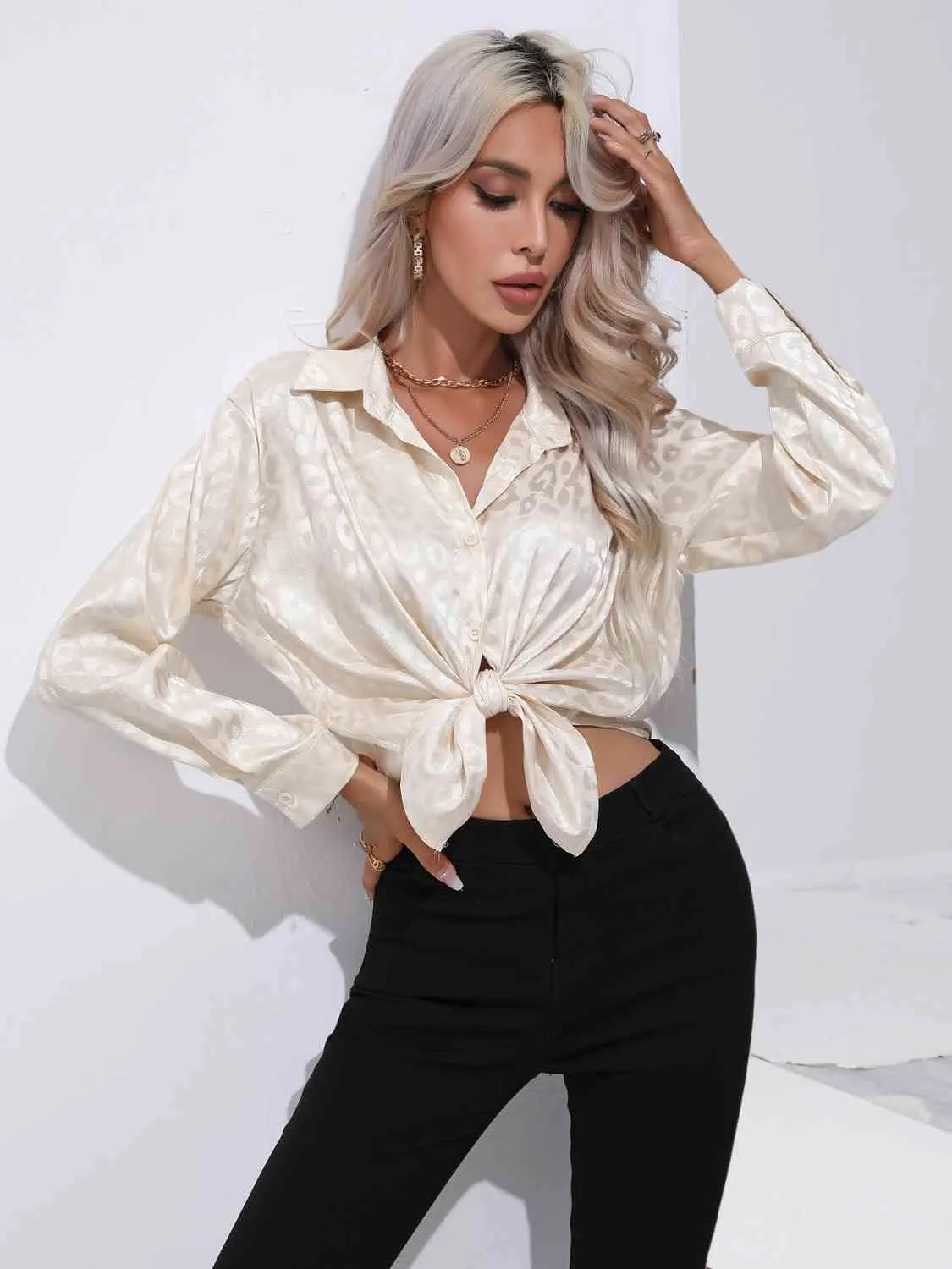 Printed Collared Neck Buttoned Shirt