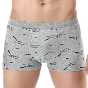 Printed cotton men's underwear cotton U-grain flat corner underwear middle waist panties men's printed four-corner underwear wholesale