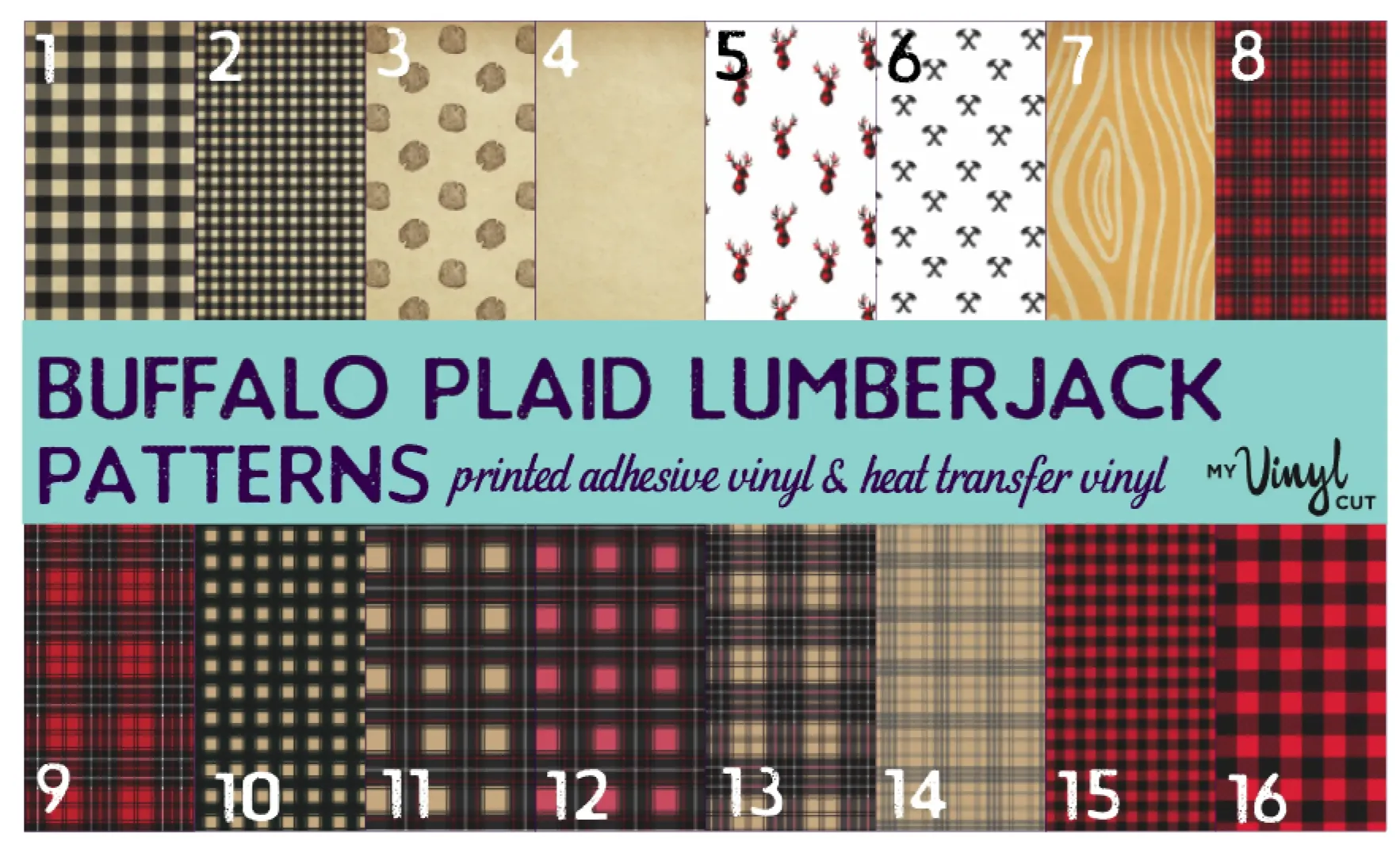 Printed HTV BUFFALO PLAID LUMBERJACK Pattern Heat Transfer Vinyl 12 x 12 inch sheet