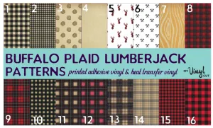 Printed HTV BUFFALO PLAID LUMBERJACK Pattern Heat Transfer Vinyl 12 x 12 inch sheet