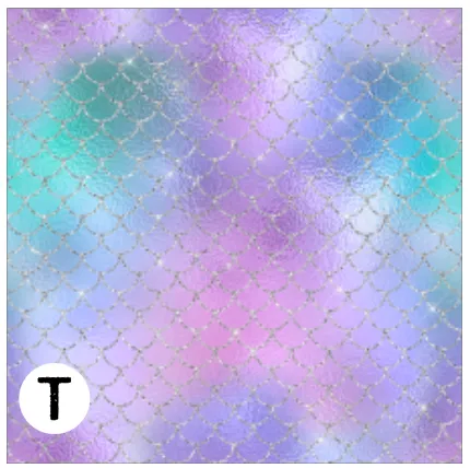 Printed HTV SPARKLING MERMAID SCALES Patterned Heat Transfer Vinyl 12 x 12 inch Sheet