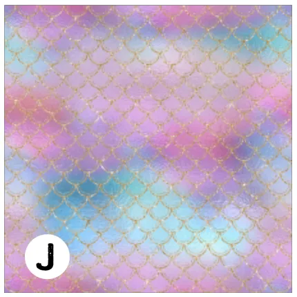 Printed HTV SPARKLING MERMAID SCALES Patterned Heat Transfer Vinyl 12 x 12 inch Sheet