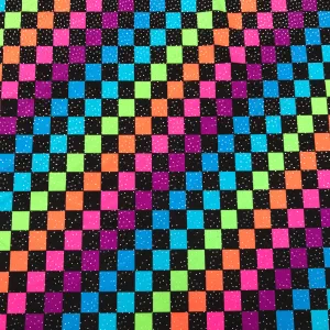 Printed Nylon Spandex - Hologram - Checkerboard