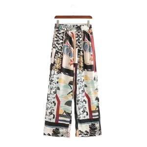 Printed Patchwork Loose Trousers