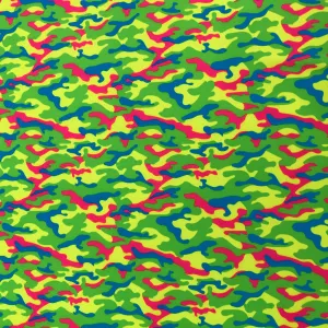 Printed Poly Spandex - Digital Print Matte - Fluro Camo