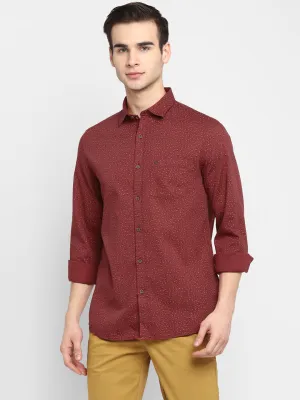 Printed Red Slim Fit Casual Shirt For Men