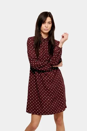 Printed Shirt Dress - Red