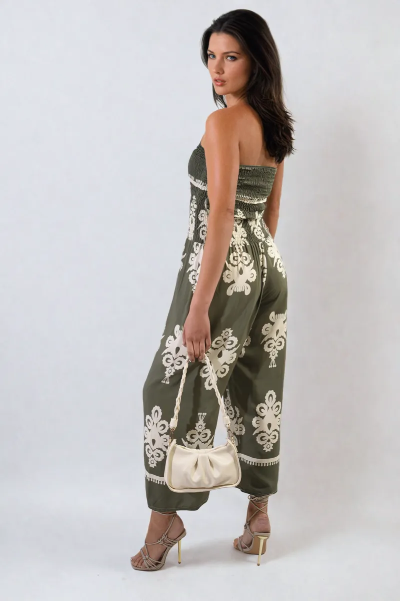 Printed Strapless Jumpsuit