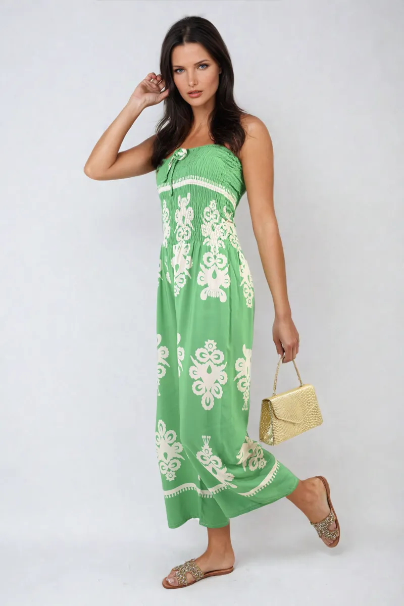 Printed Strapless Jumpsuit