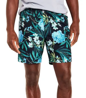 Printed Swim Trunks for Men -- 7-inch inseam Blue Flower