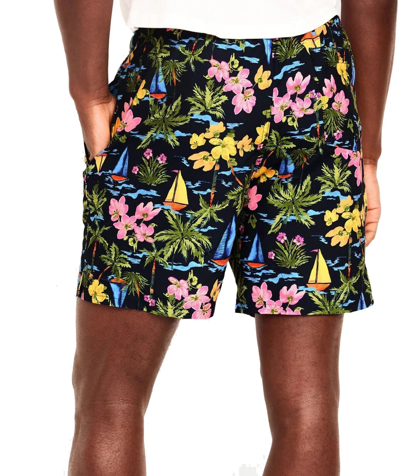 Printed Swim Trunks for Men -- 7-inch inseam Blue Sailboats