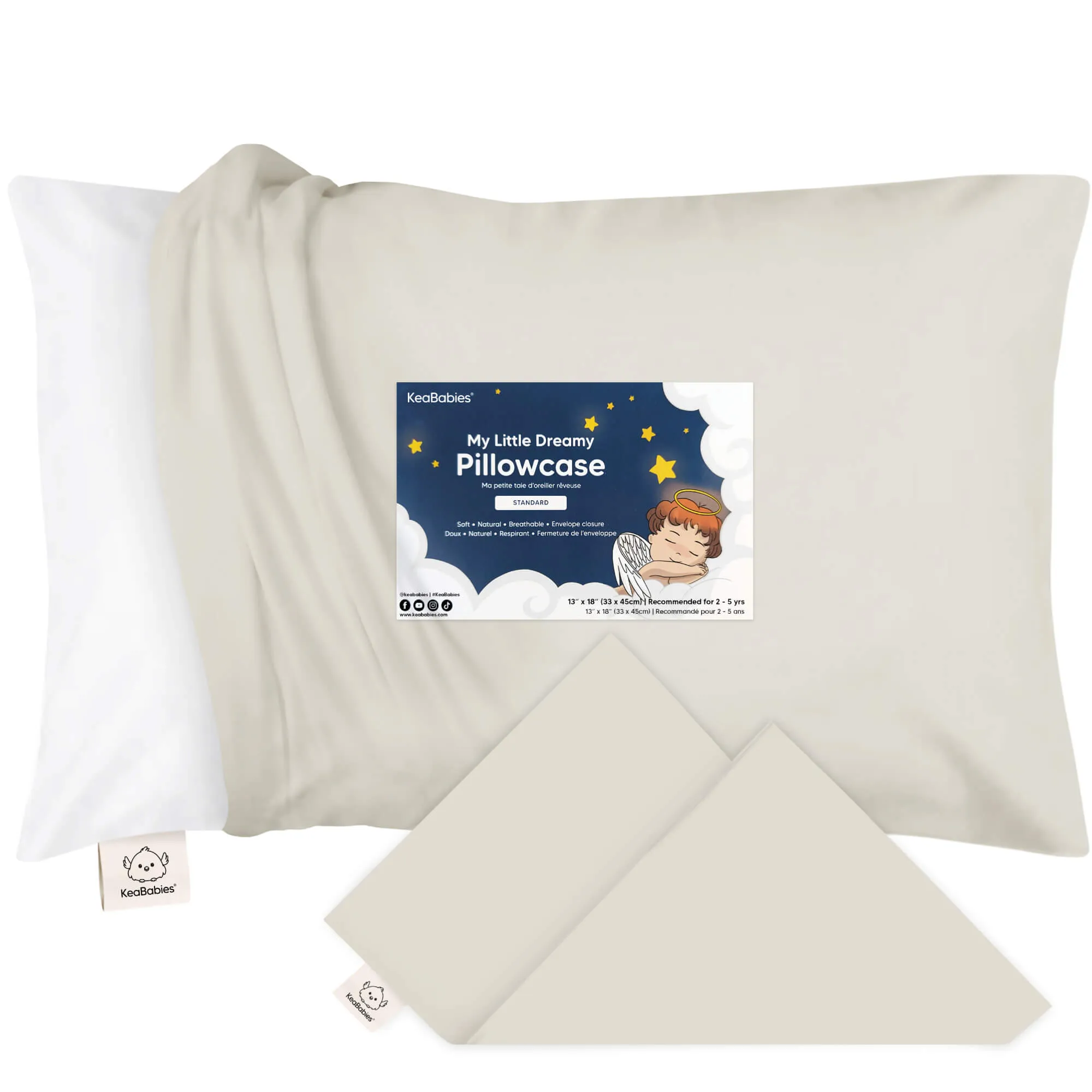 Printed Toddler Pillowcase 13X18" (Pearl Gray)