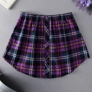 Priscilla Plaid Mini Skirts Over Pants