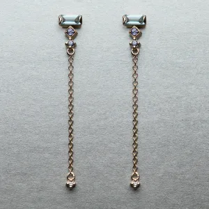 Prism Dangle Earrings - Sky blue topaz, tanzanite, blue sapphire & diamond (pair)