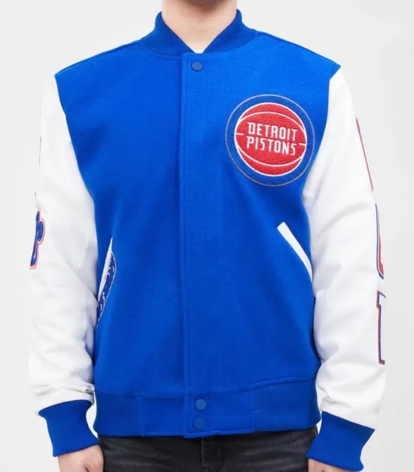 Pro Standard Detroit Pistons Varsity Jacket – Royal Blue and White